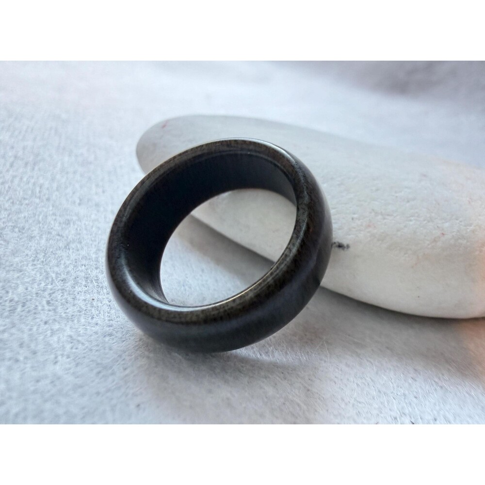 Natural Dark brown Jade Band Ring Chunky Brown untreated Jade Ring  Size 6.75-7